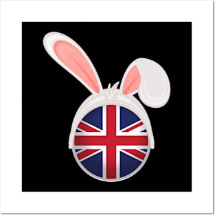 happy easter United Kingdom  bunny ears flag cute designs Posters and Art
